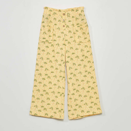 Pantalon gaufr e imprim JAUNE