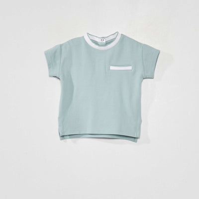 Tee-shirt en maille piqu e esprit polo Bleu