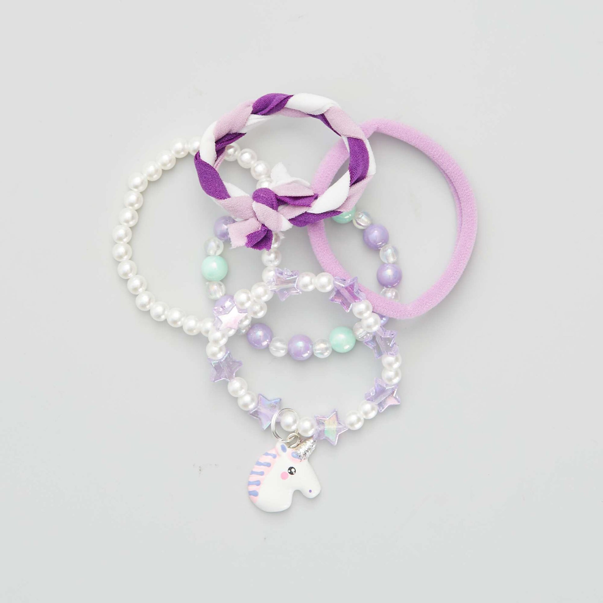 Lot de 5 bracelets 'Licornes' Violet