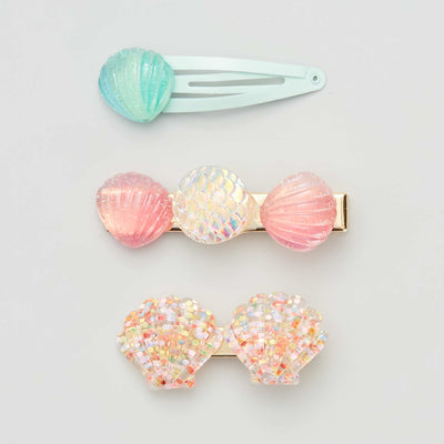 Lot de 3 barrettes coquillages multicolore