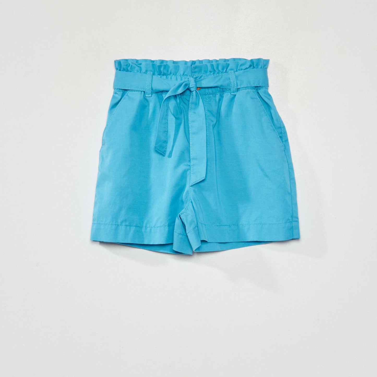 Short paperbag en tencel avec ceinture turquoise