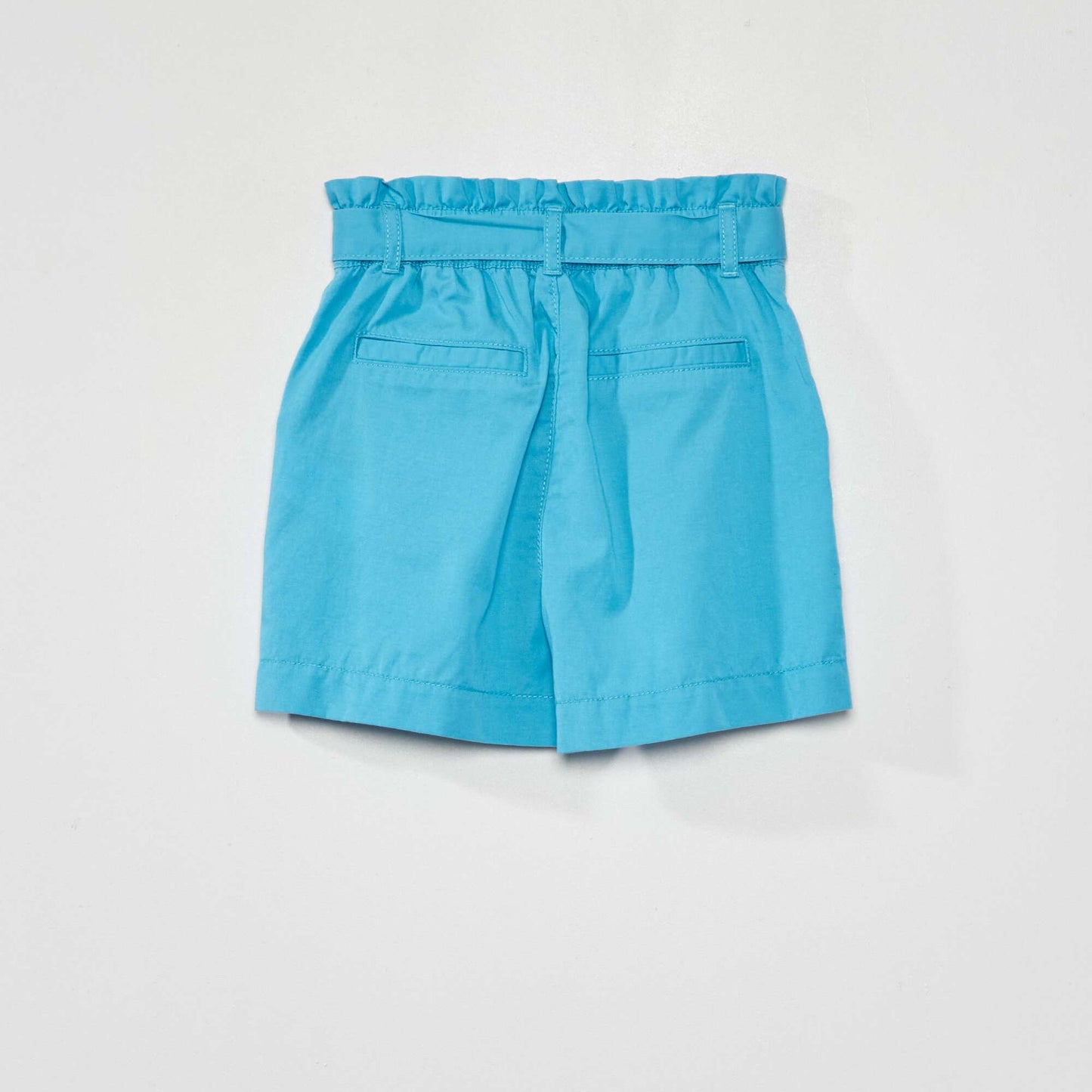 Short paperbag en tencel avec ceinture turquoise