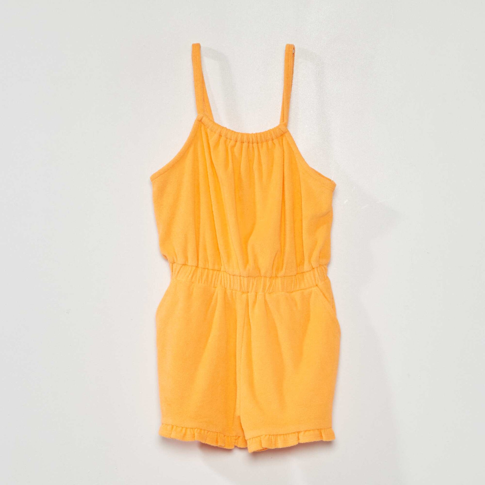 Combishort ponge avec fines bretelles orange abricot