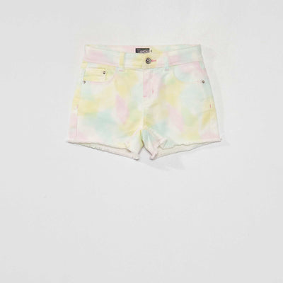 Short en jean tie and dye Blanc