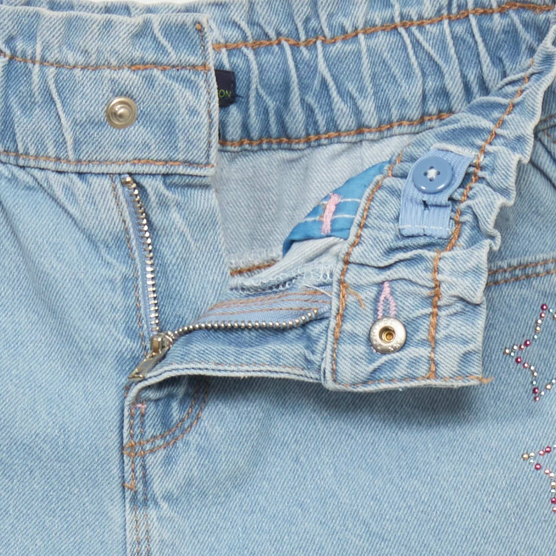 Short en jean avec strass Bleu