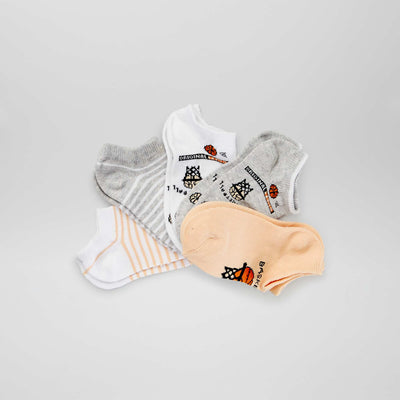 Chaussettes invisibles - Lot de 5 Gris/corail/blanc
