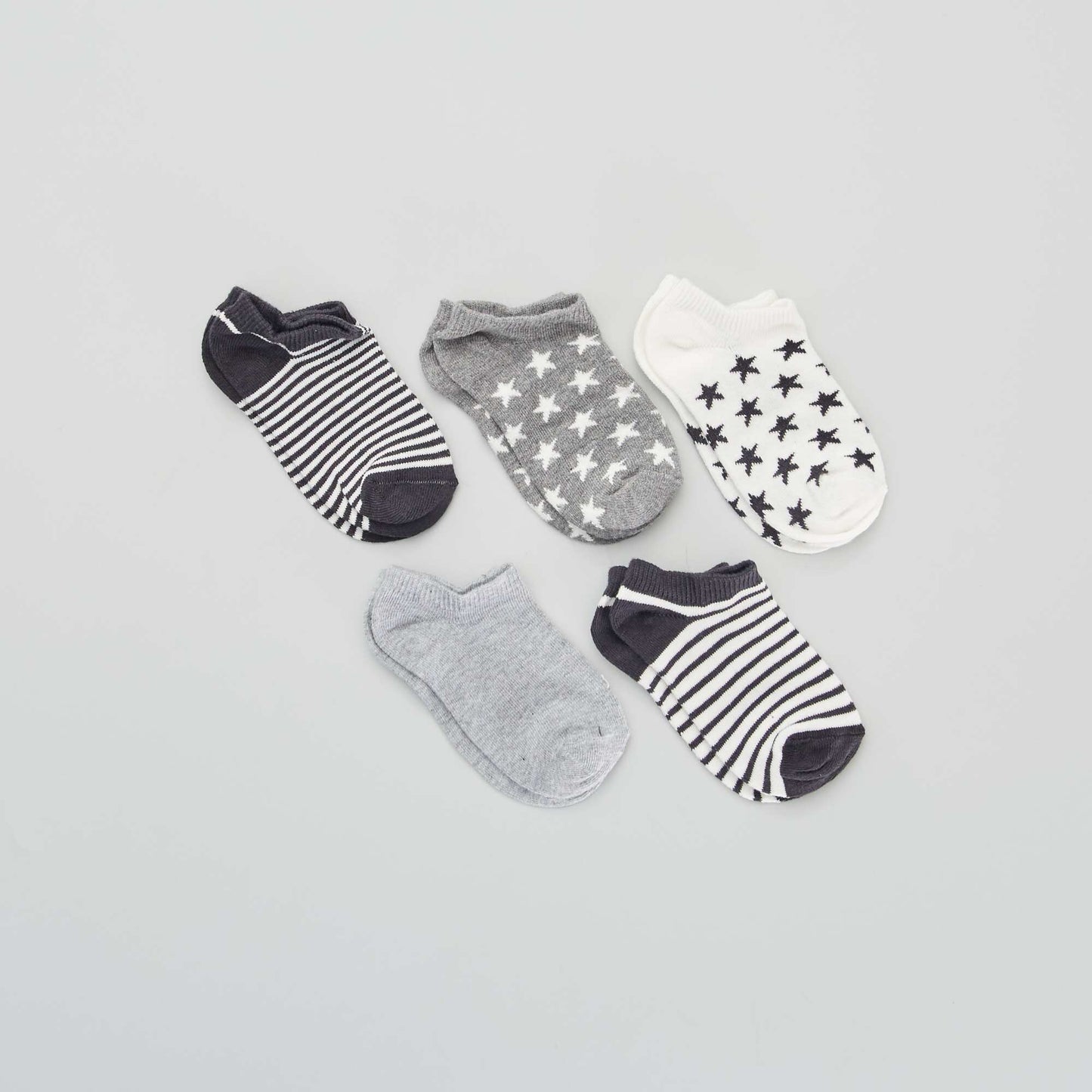 Chaussettes invisibles - Lot de 5 Gris/blanc/noir