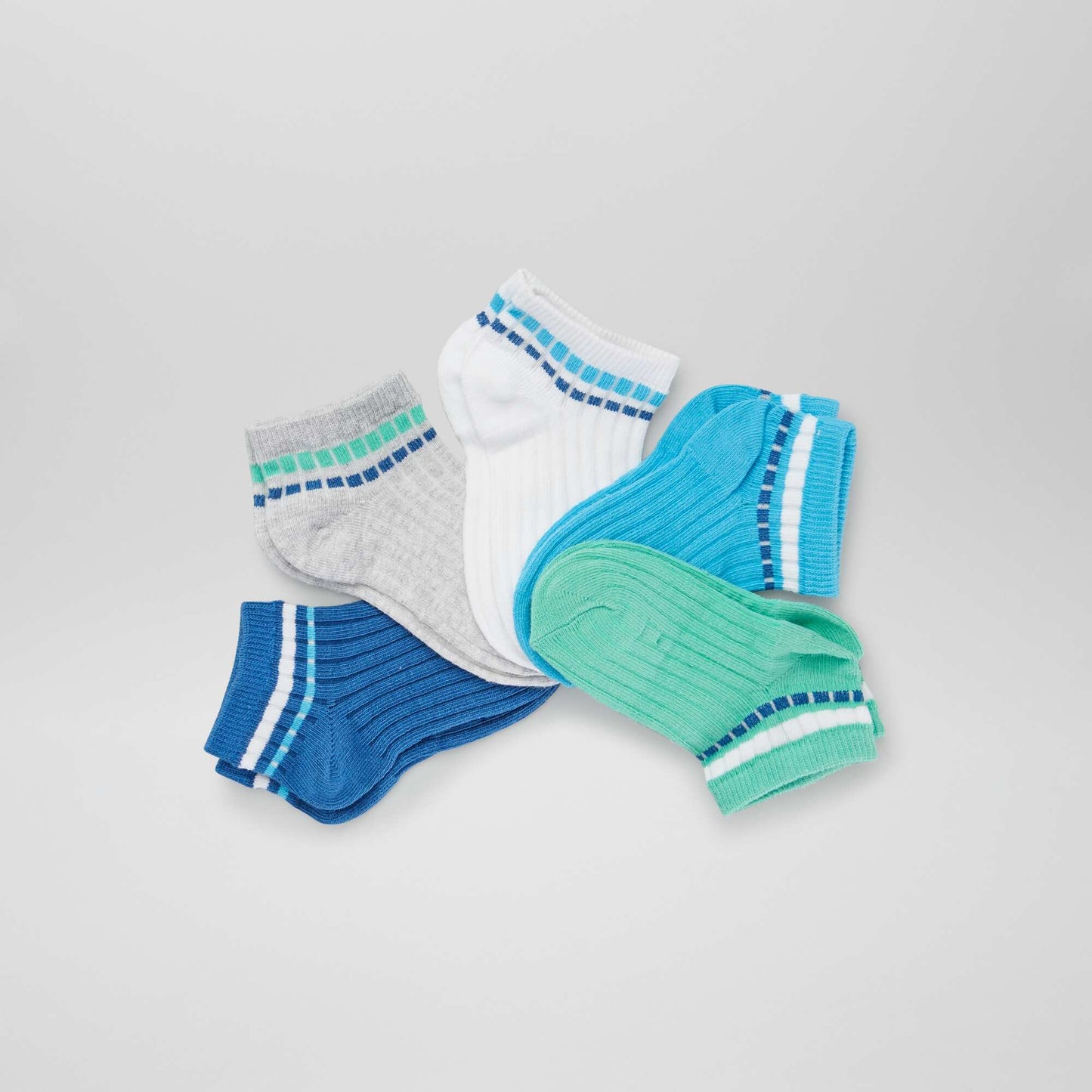 Chaussettes invisibles en maille c tel e - Lot de 5 Bleu/gris/vert