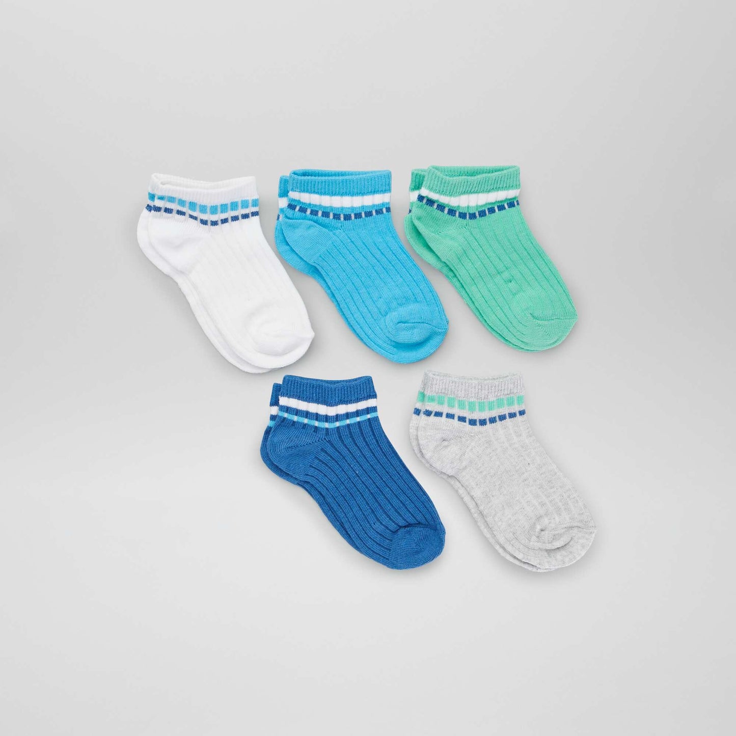 Chaussettes invisibles en maille c tel e - Lot de 5 Bleu/gris/vert