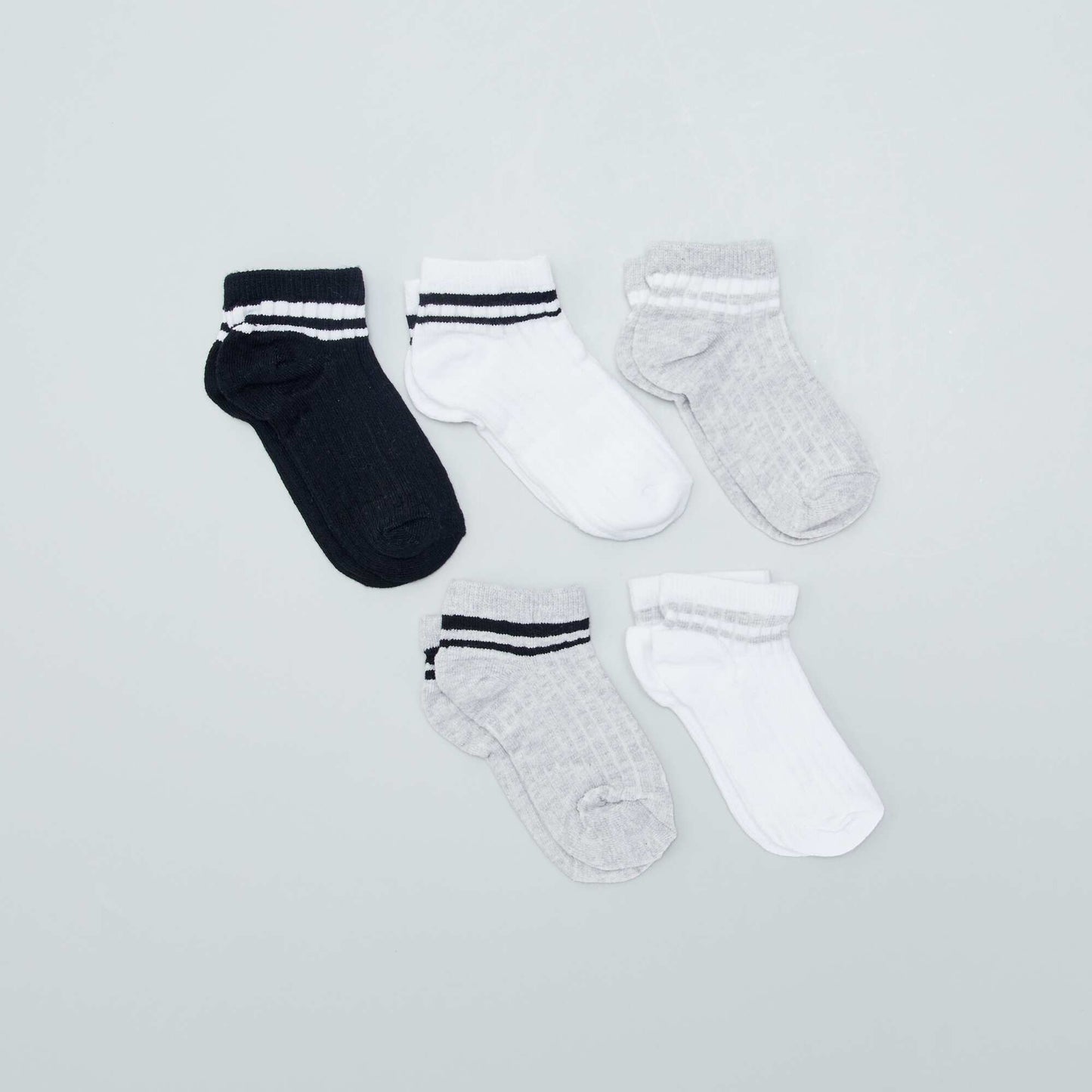 Chaussettes invisibles en maille côtelée - Lot de 5 Blanc