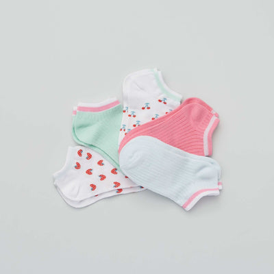 Lot de 5 paires de chaussettes Rose/bleu/vert