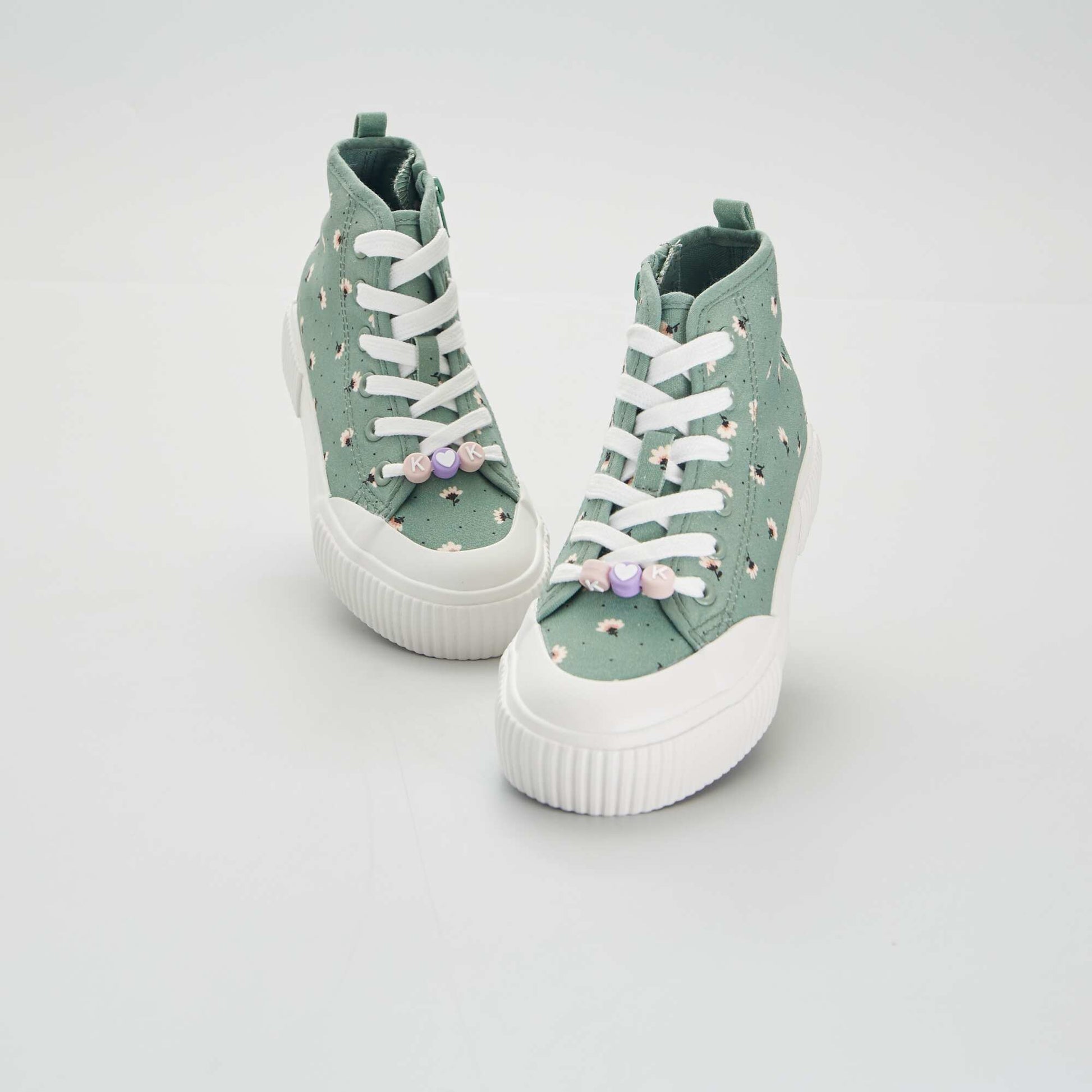 Baskets montantes en toile imprim fleurs