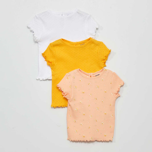 Lot de 3 t-shirts en maille pointelle ORANGE
