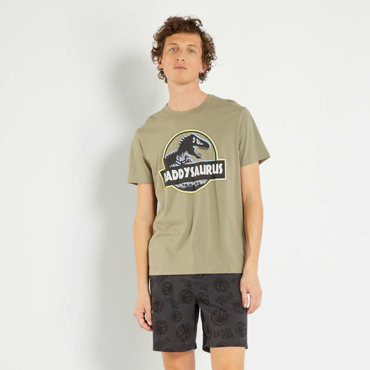 Pyjama court 'Jurassic Park' en jersey - 2 pi ces Vert/gris