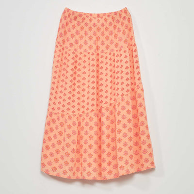 Jupe longue en maille cr p e Orange