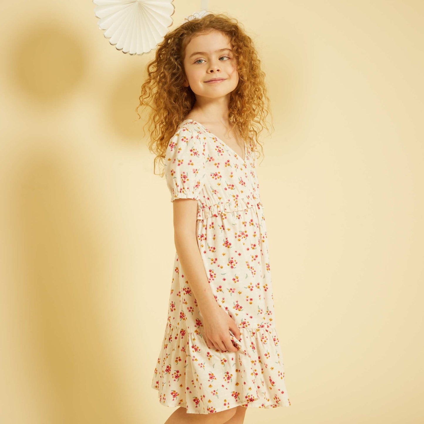 Robe fluide fleuri Blanc