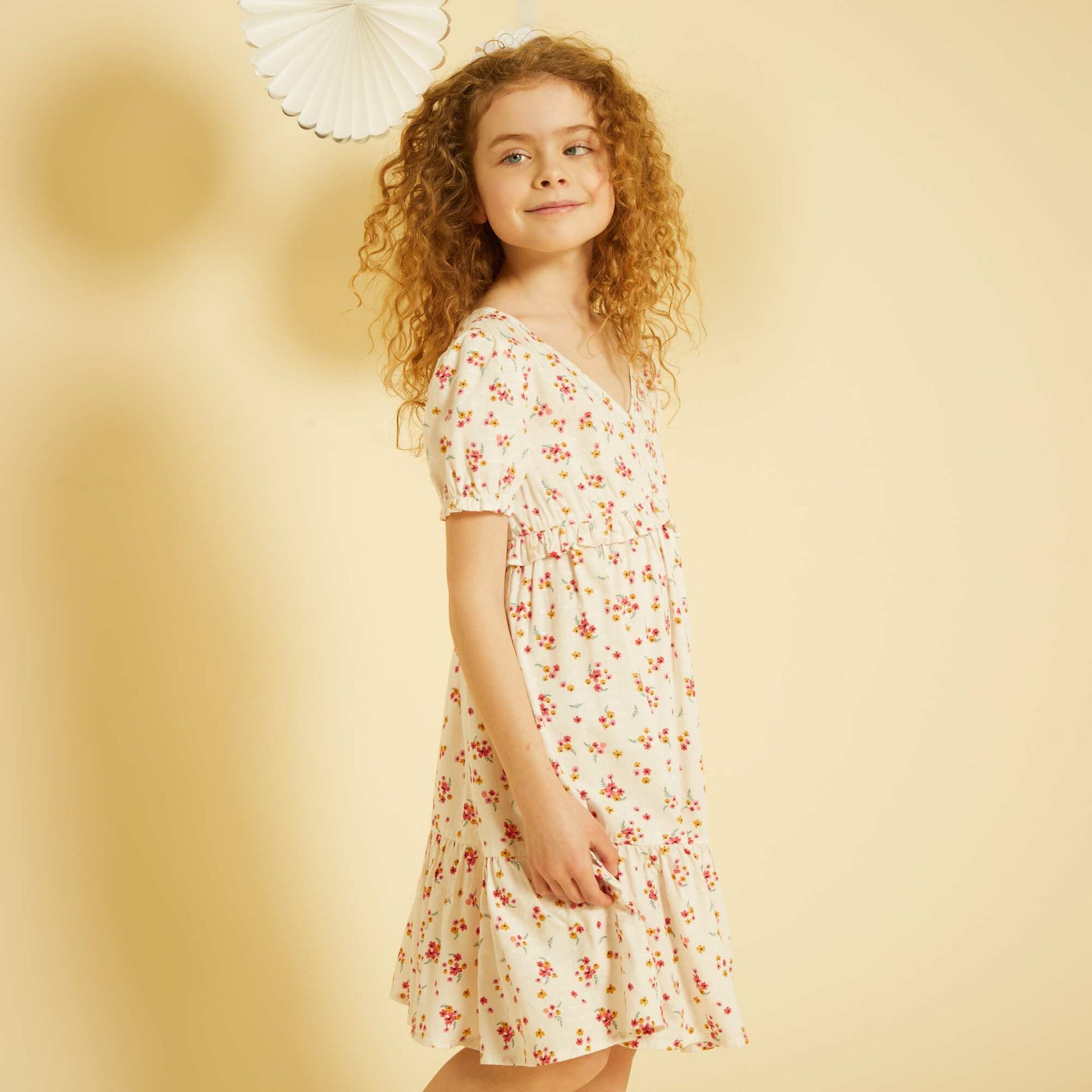 Robe fluide fleuri Blanc