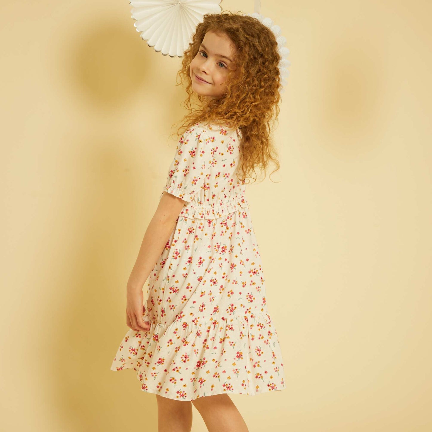 Robe fluide fleuri Blanc