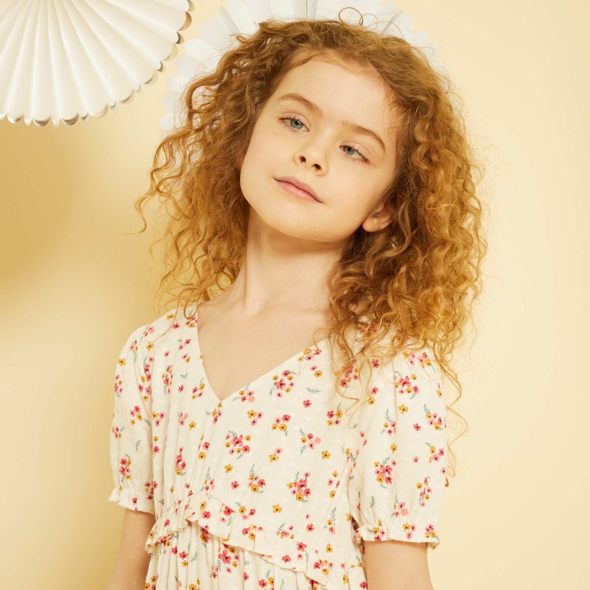 Robe fluide fleuri Blanc