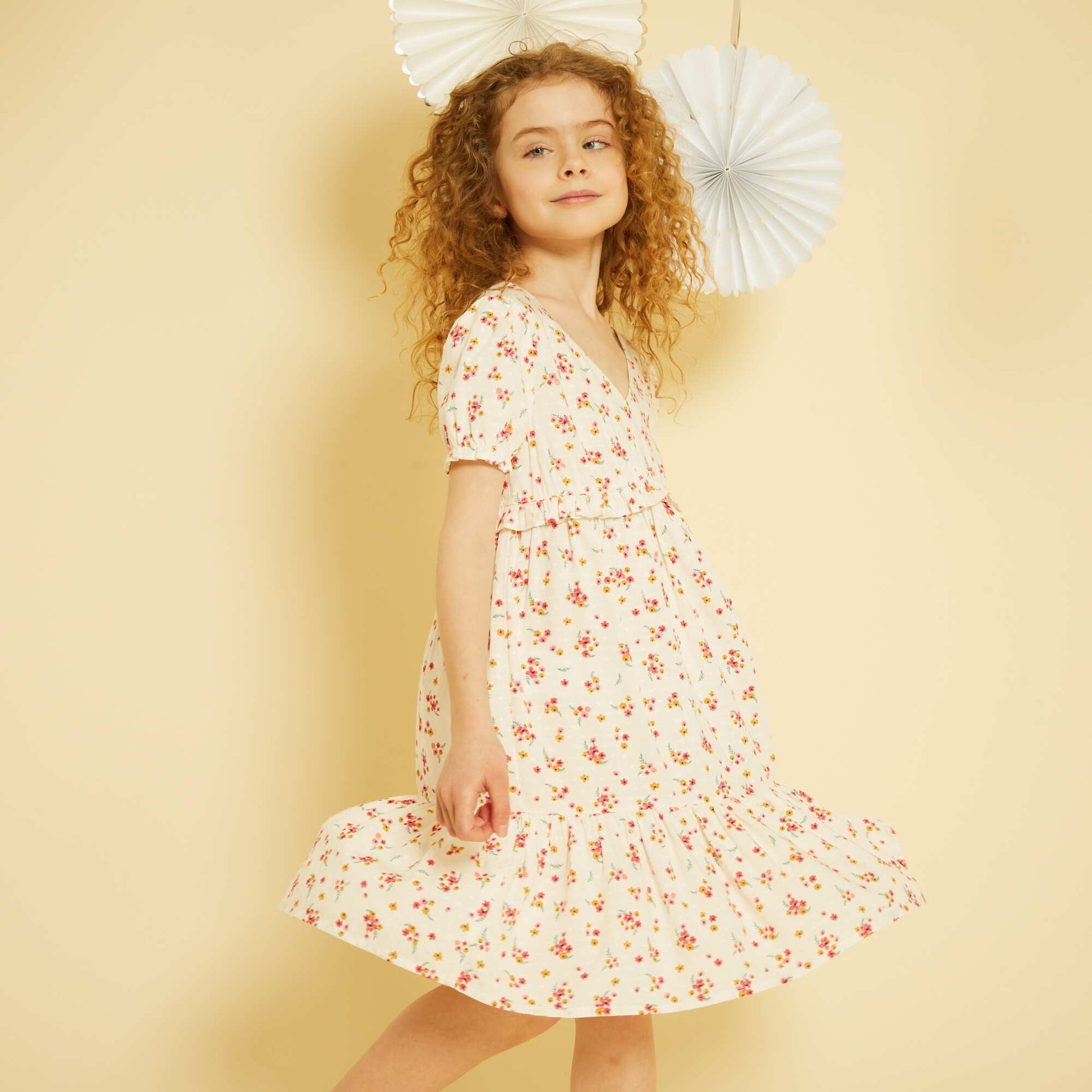 Robe fluide fleuri Blanc