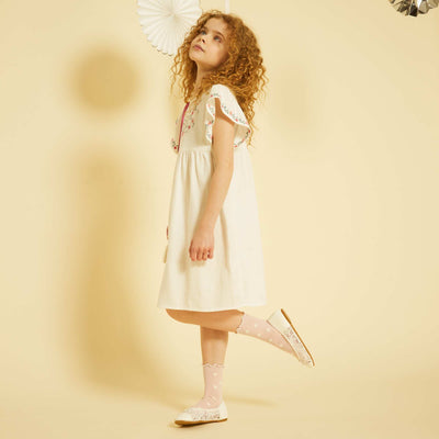 Robe avec fleurs brod es blanc