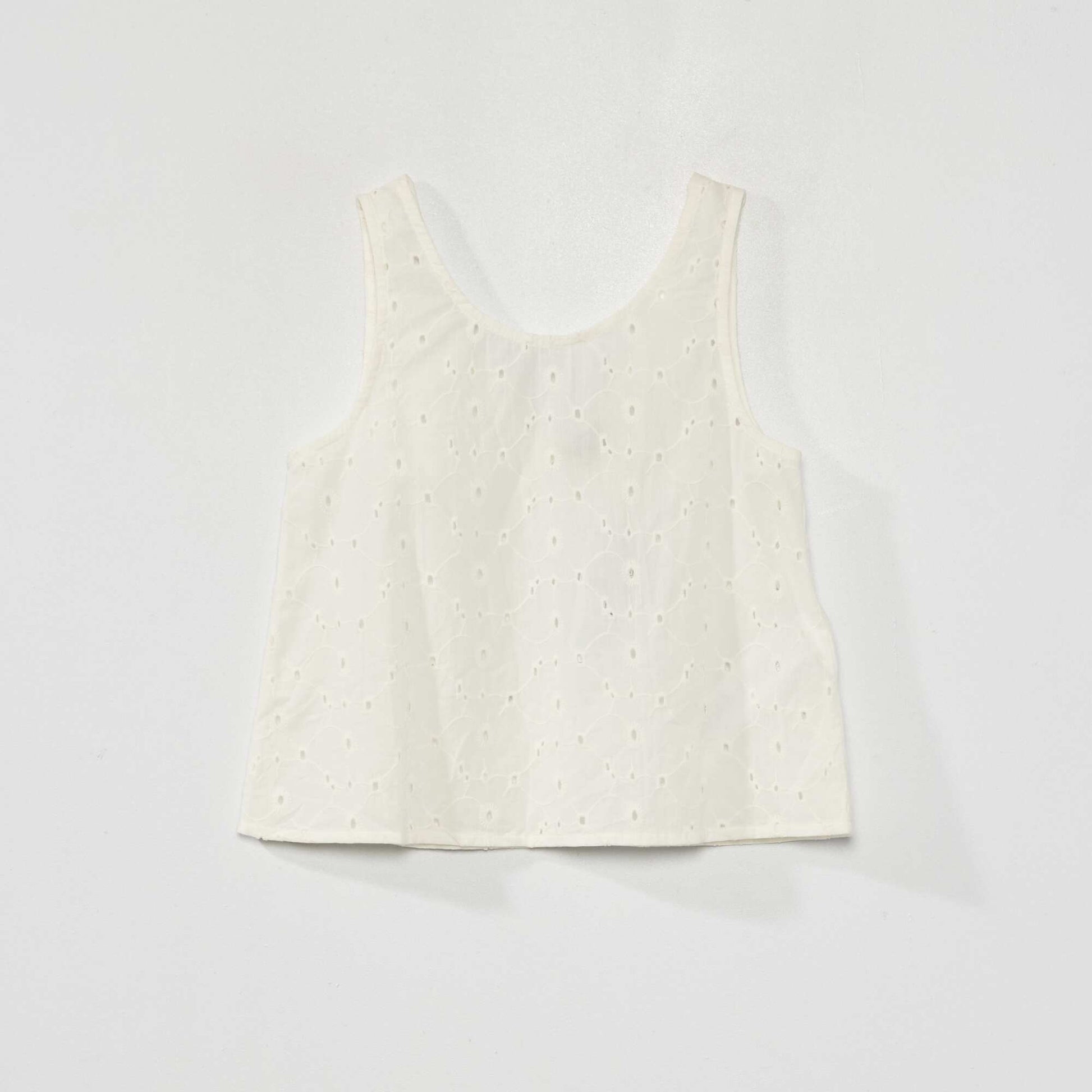 Top en broderie anglaise blanc