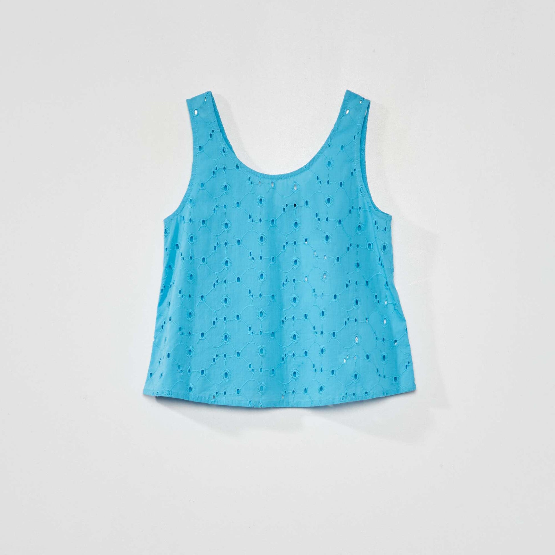 Top en broderie anglaise turquoise