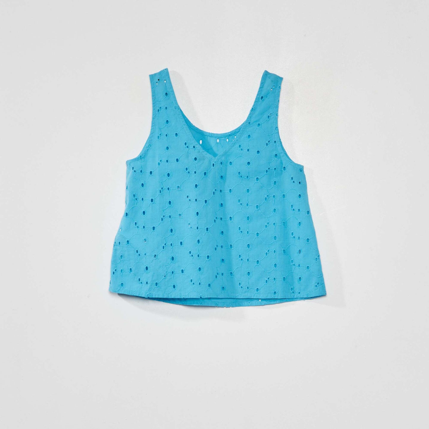 Top en broderie anglaise turquoise
