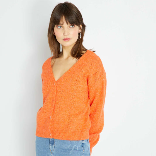 Gilet en tricot ajour Orange