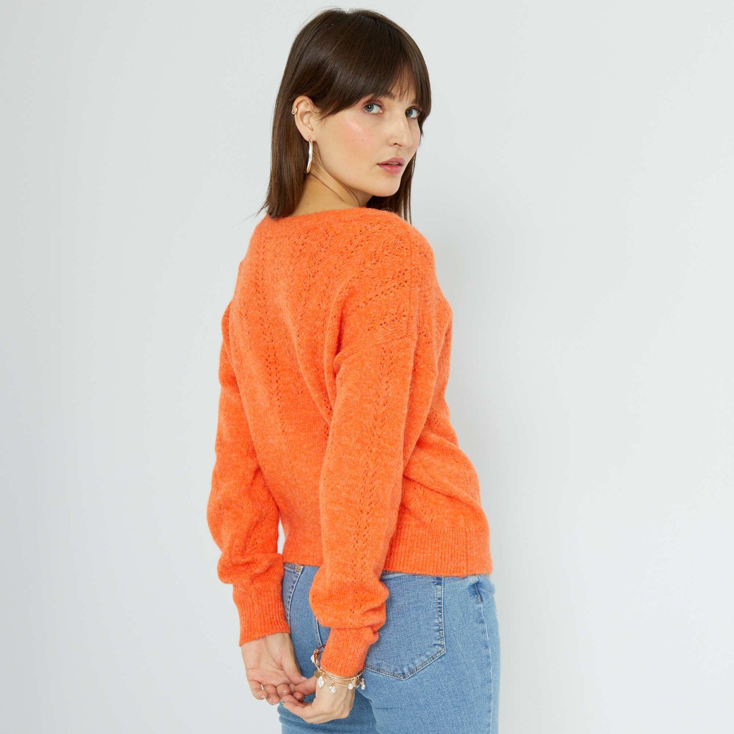 Gilet en tricot ajour Orange