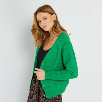 Gilet en tricot ajour Vert