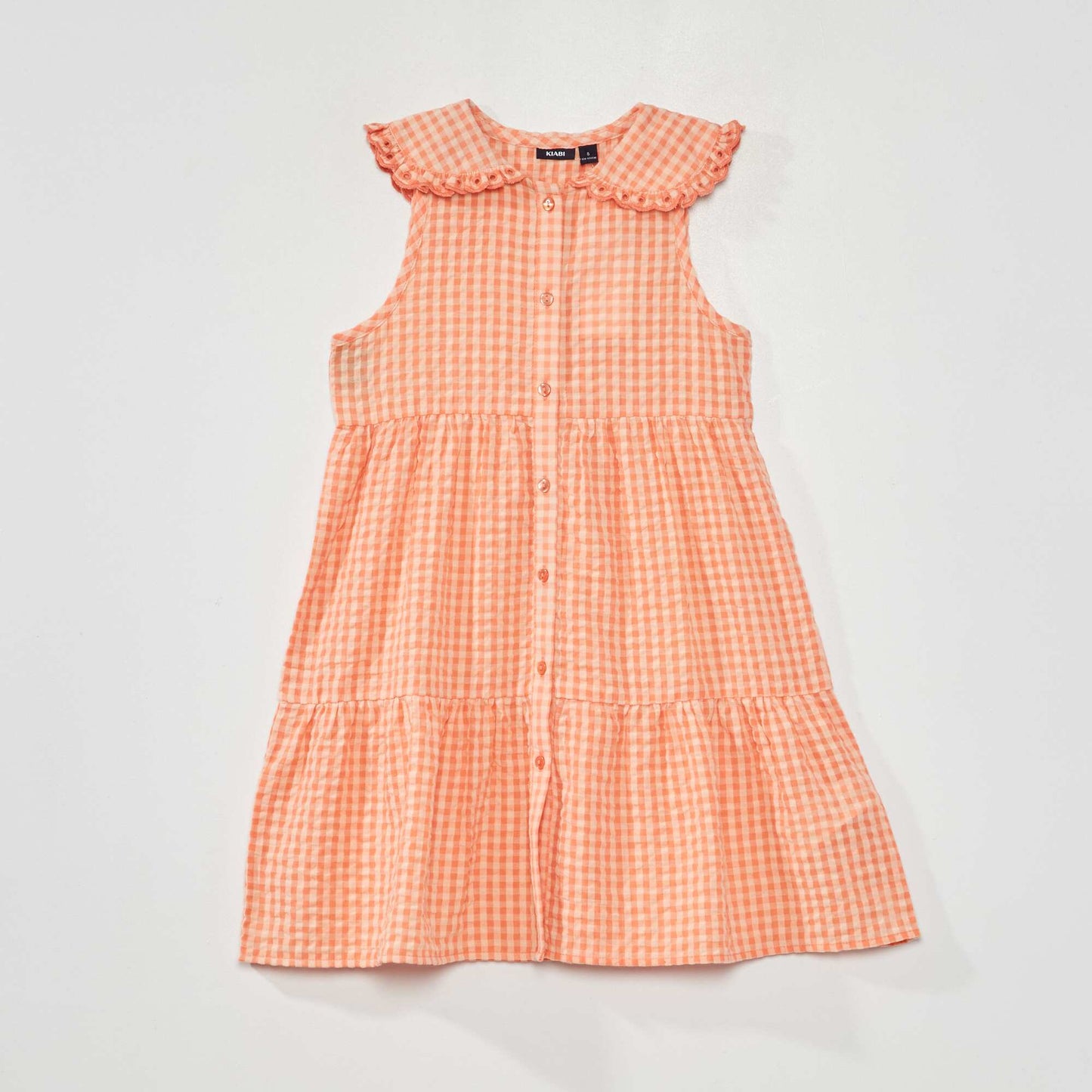 Robe en seersucker motifs vichy Orange vichy