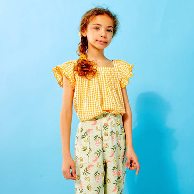 Blouse avec imprim 'vichy' Jaune