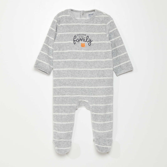 Pyjama dors-bien en velours Gris 'chat'