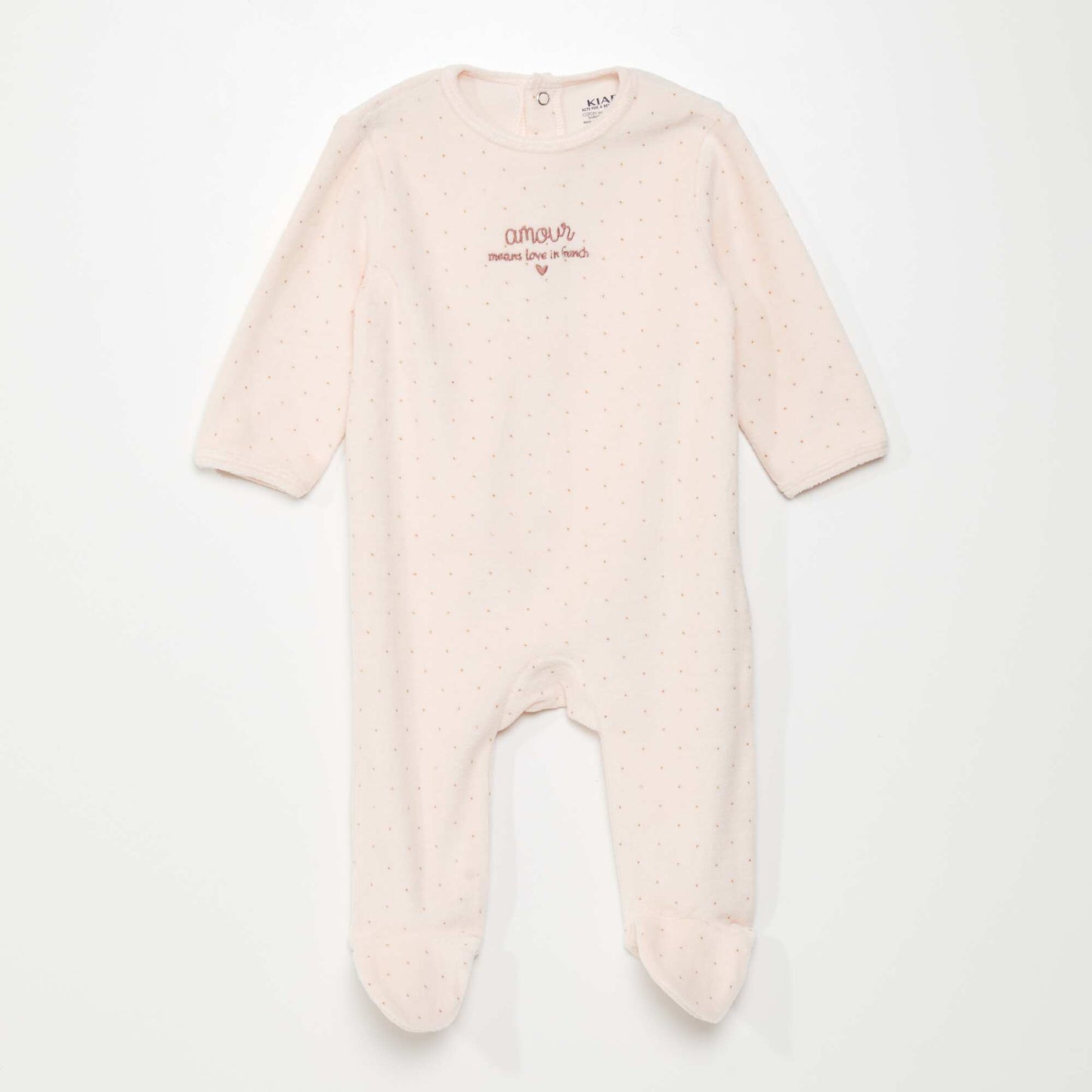 Pyjama dors-bien en velours Rose 'pois'