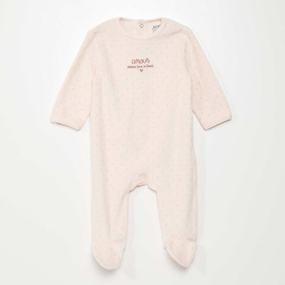 Pyjama dors-bien en velours Rose 'pois'