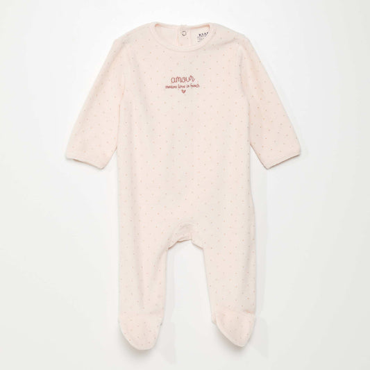 Pyjama dors-bien en velours Rose 'pois'