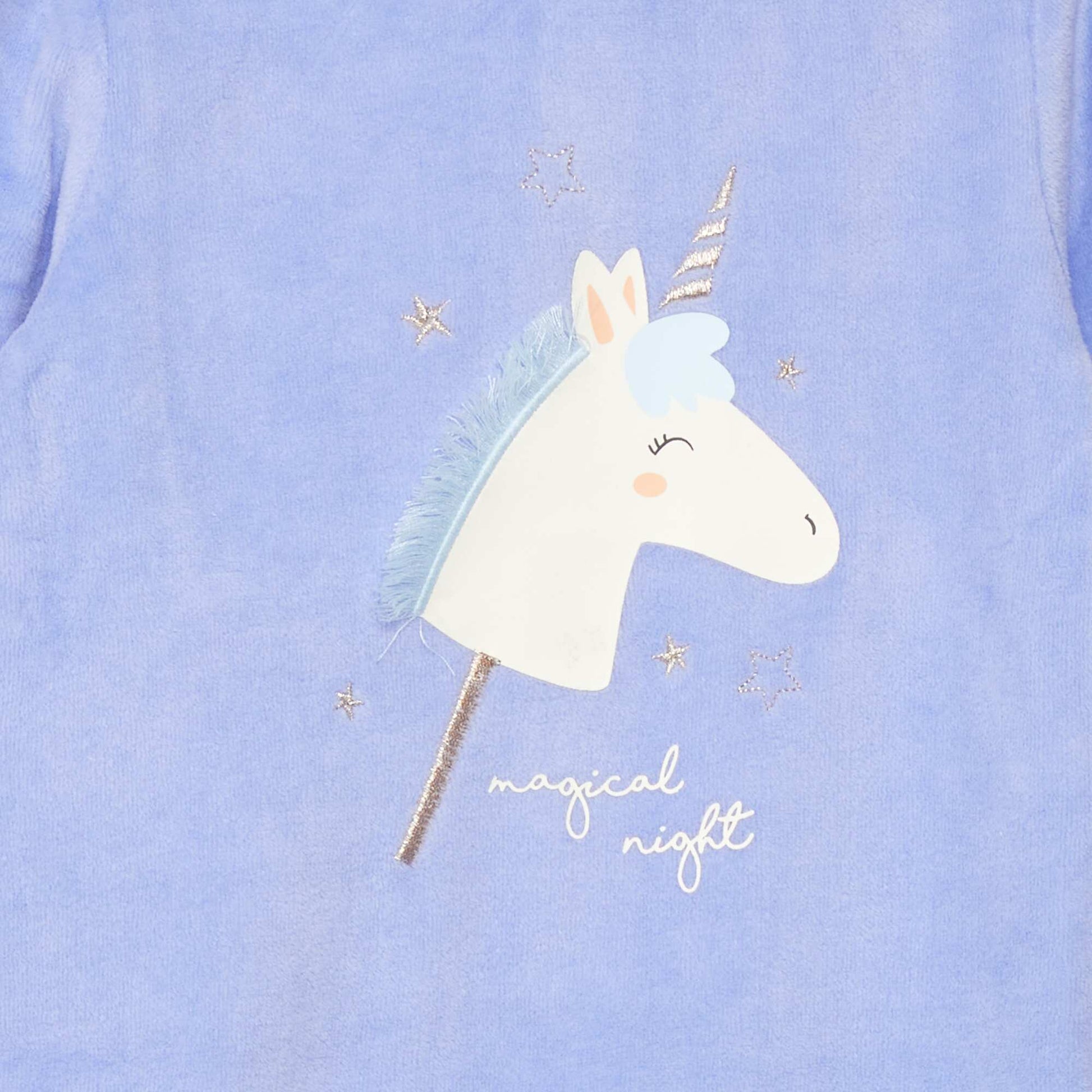 Pyjama dors-bien en velours Violet 'licorne'