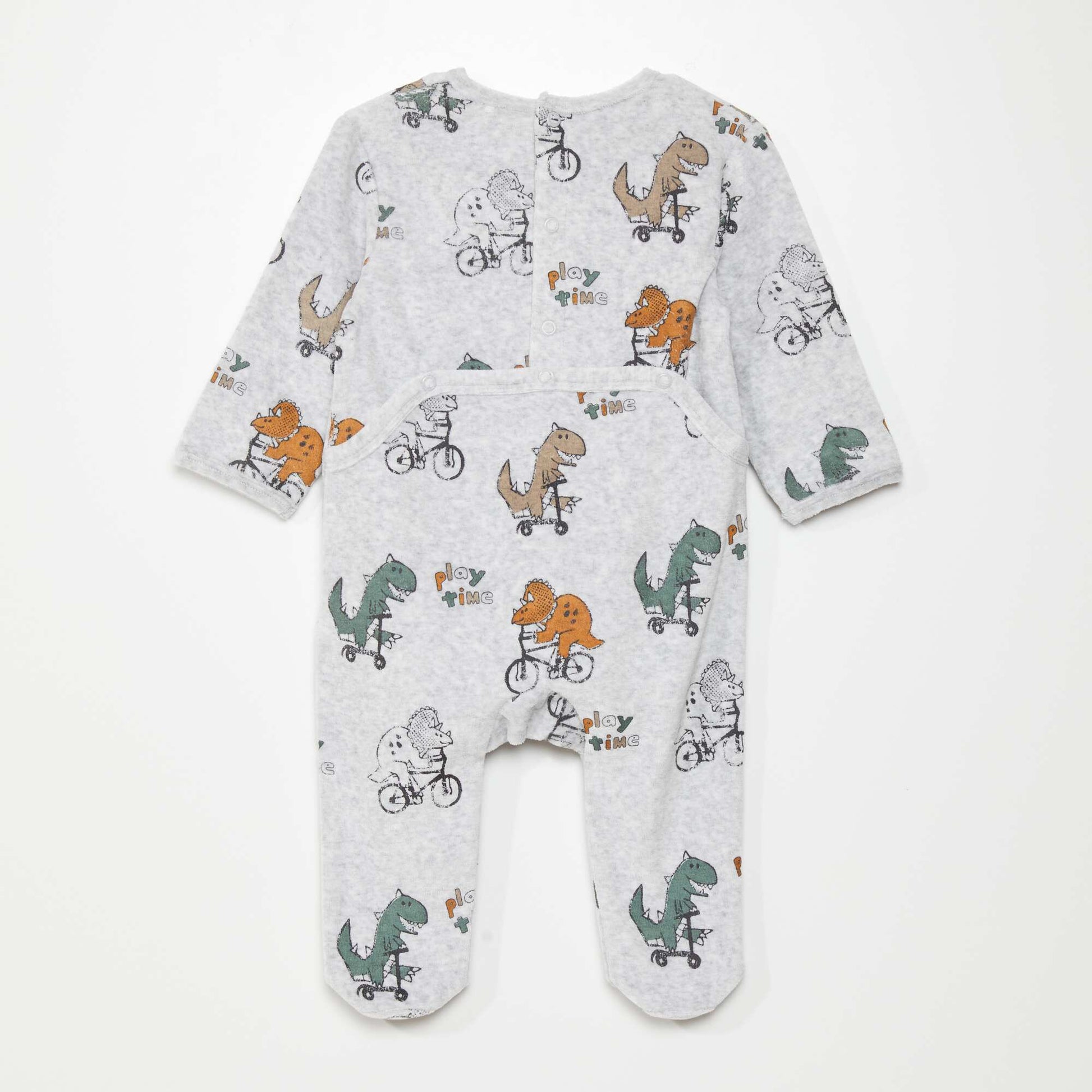 Pyjama dors-bien en velours Gris 'dino'