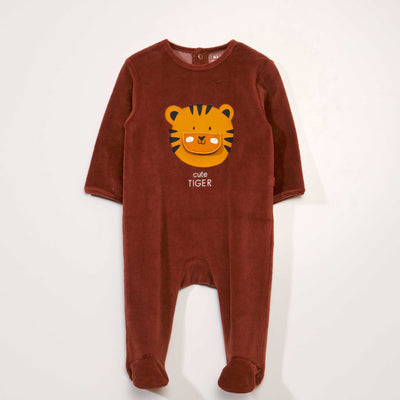 Pyjama dors-bien en velours Marron
