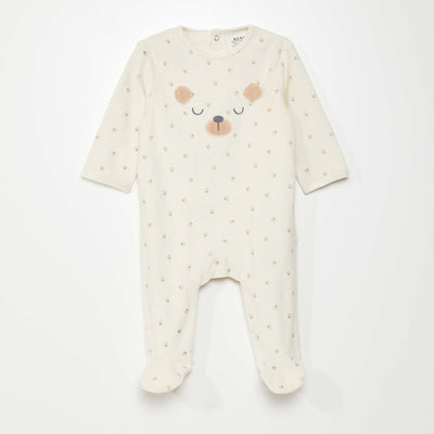 Pyjama dors-bien en velours Beige clair
