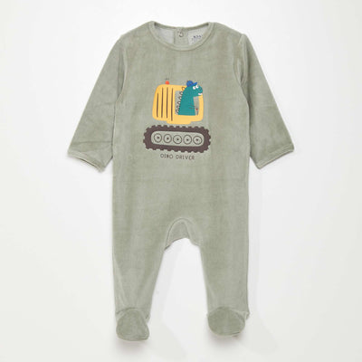 Pyjama dors-bien en velours Vert 'dino'