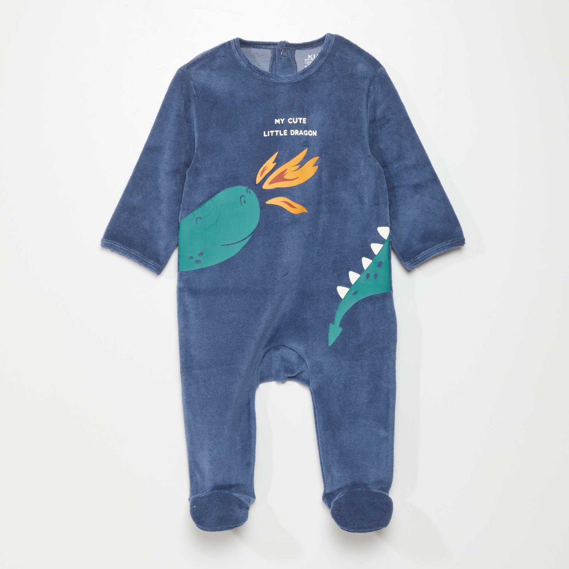 Pyjama dors-bien en velours Bleu marine 'dragon'
