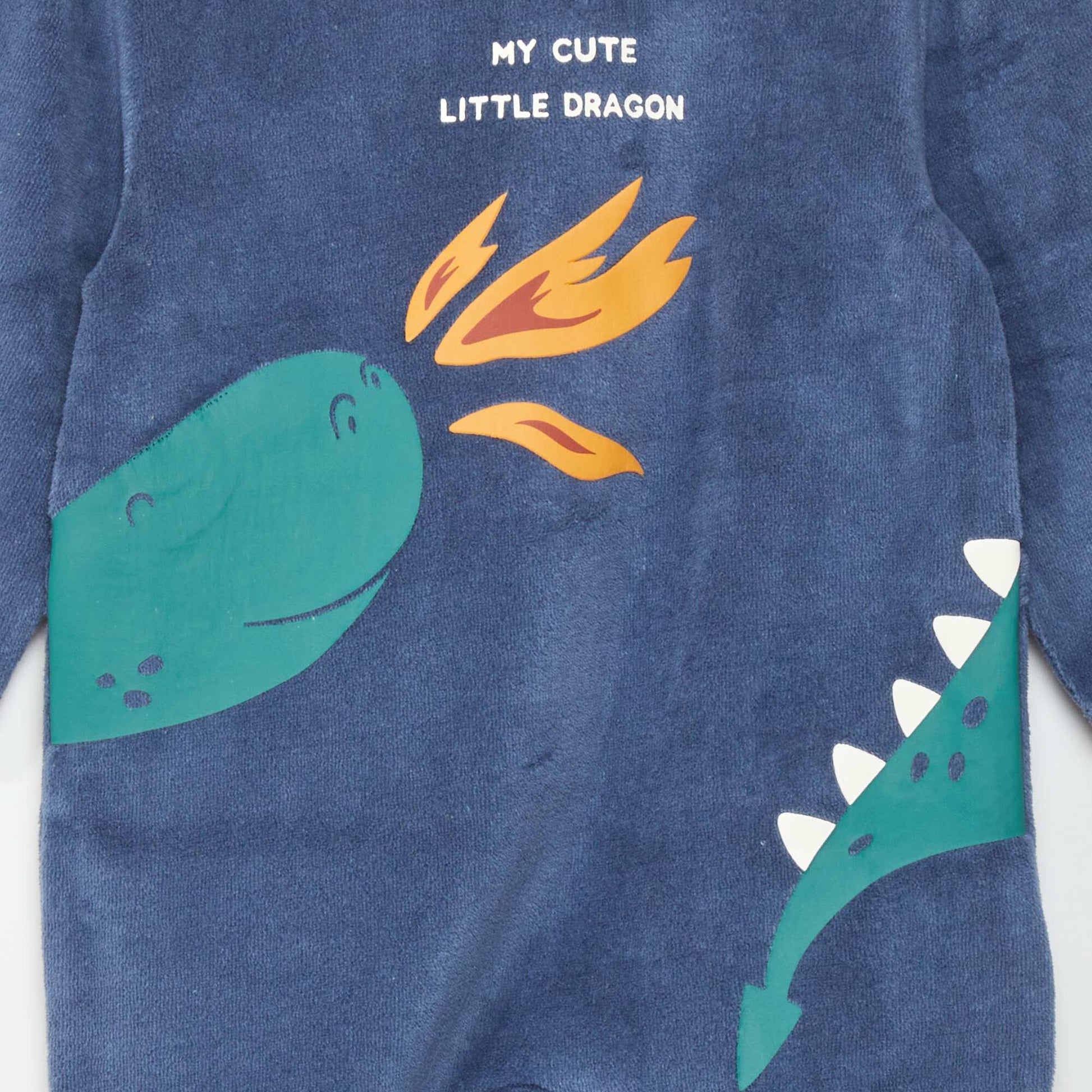 Pyjama dors-bien en velours Bleu marine 'dragon'