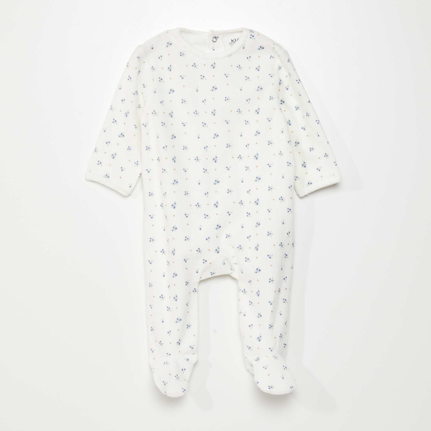 Pyjama dors-bien en velours Blanc 'fleurs'