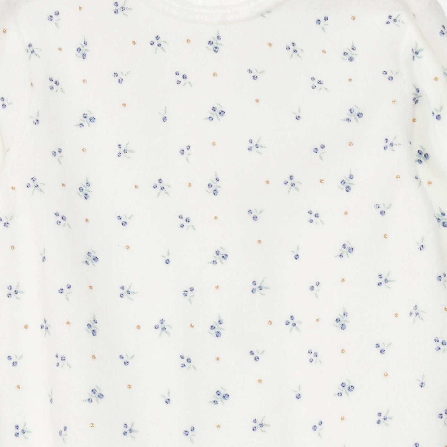Pyjama dors-bien en velours Blanc 'fleurs'