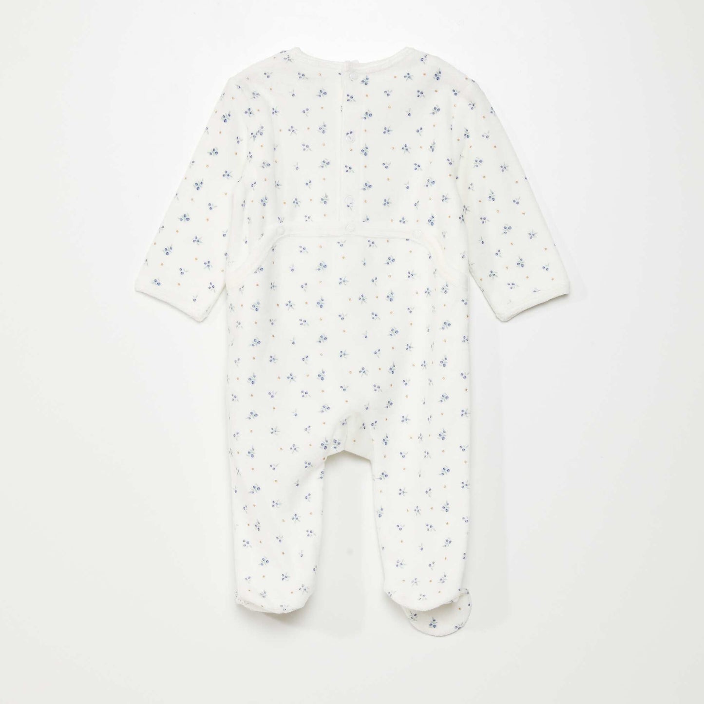 Pyjama dors-bien en velours Blanc 'fleurs'