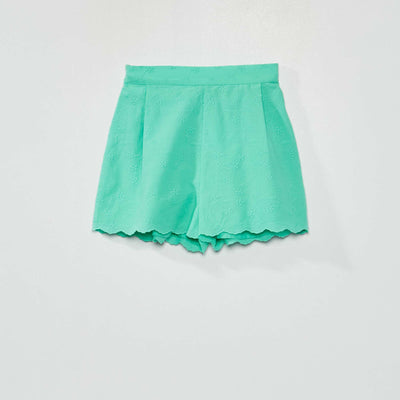 Short volant e en popeline Vert