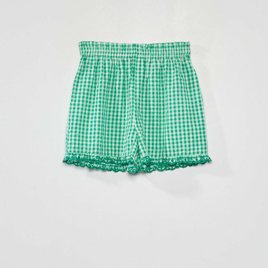Short vichy et bords ondul s Vert