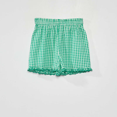 Short vichy et bords ondul s Vert